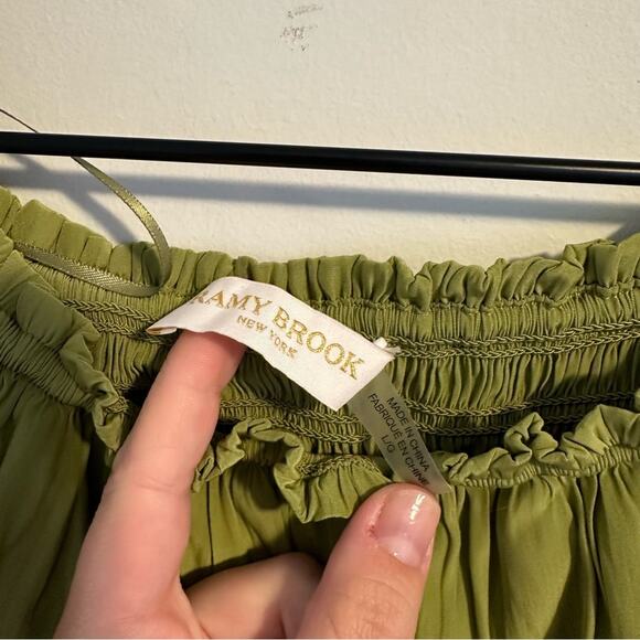 Ramy Brook Green Smocked Long Sleeve Crop Blouse Top Medium - Picture 10 of 10